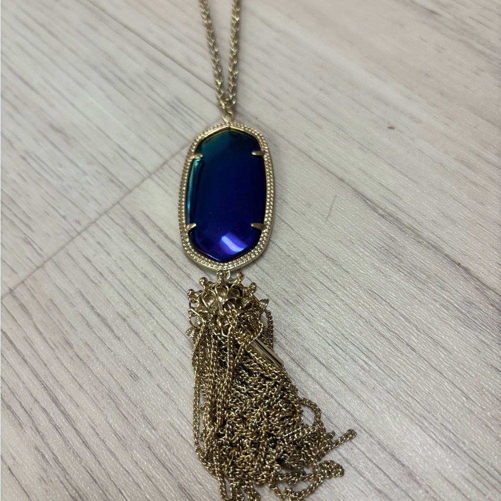 Kendra Scott Blue and Gold Tassel Necklace